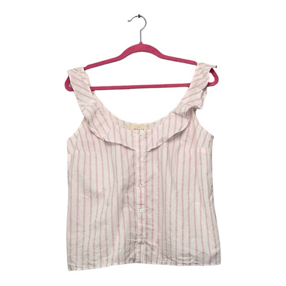 Women’s Sezane Manson Striped button-up tank top blouse, size 38